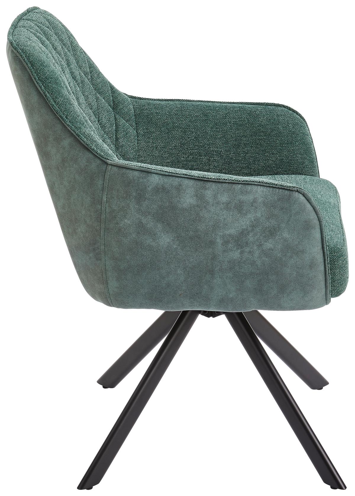 KRZESŁO Z PODŁOKIETNIKAMI JULE - zielony/czarny, Modern, metal/drewno (57/84/63cm) - Livetastic