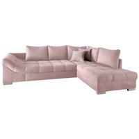 Wohnlandschaft Alvito Rosa Nylon/Mikrofaser - Silberfarben/Rosa, Design, Holz/Textil (298/202cm) - MID.YOU