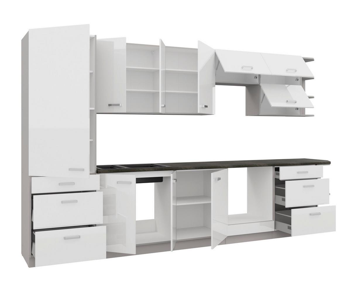 Blok Kuhinja Bianca - boja hroma/siva, Moderno, metal/pločasti materijal (350/214/60cm) - Modern Living