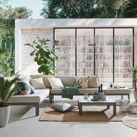 Lounge Garnitura New York, Zelena, Bež, 3-Delno - siva/zelena, Moderno, kovina/umetna masa (300/70/222cm) - Mömax