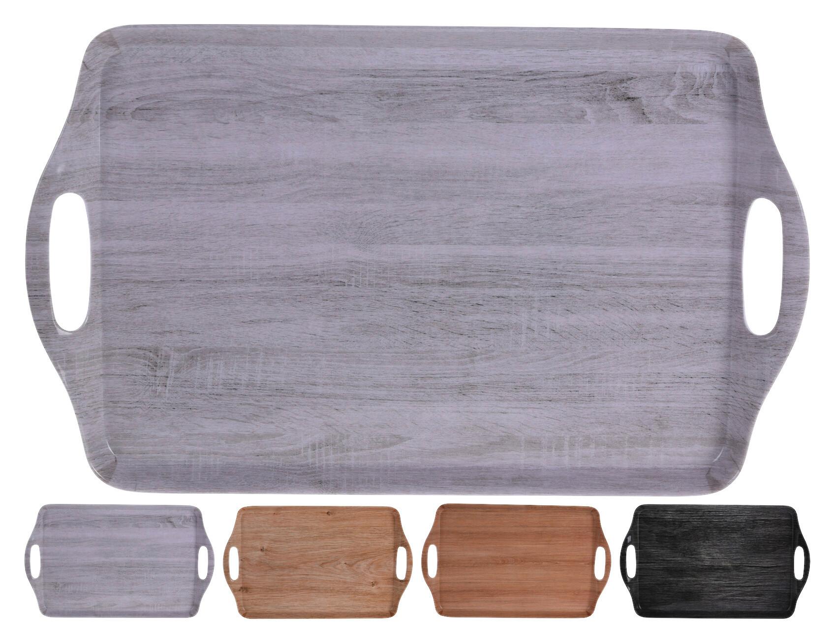 Tálca Tray - barna/szürke, műanyag (45/30/5cm)