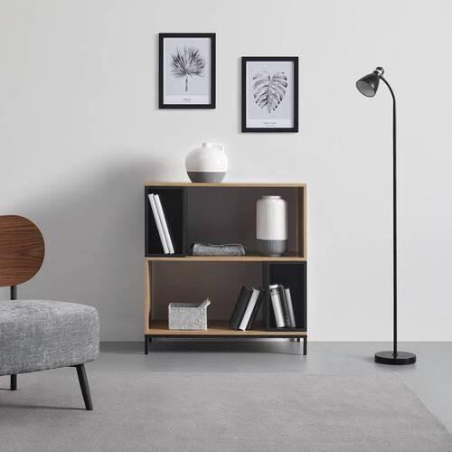 FRISTÅENDE HYLLA MEGY - svart/ekfärgad, Modern, metall (80/84,6/40cm) - Bessagi Home