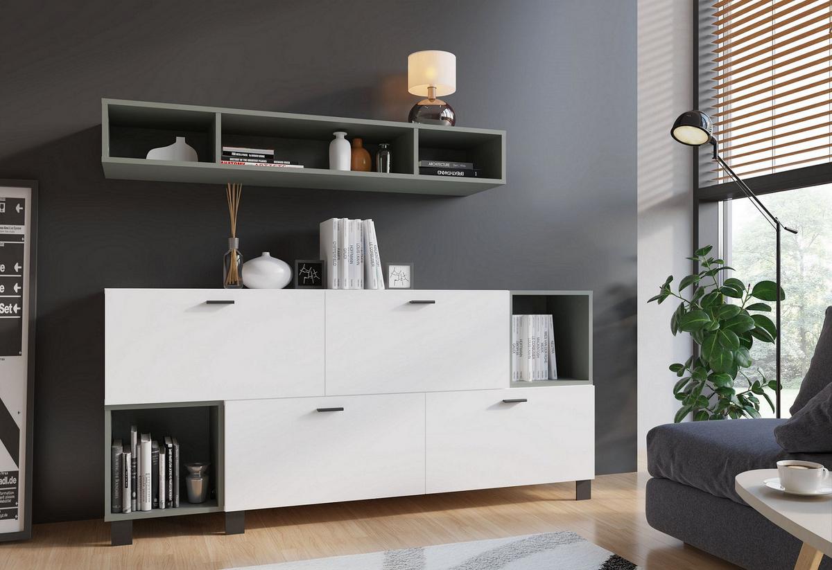 Polc Lugo - zöld, Modern, faalapú anyag (135/19,2/34,4cm) - Mömax