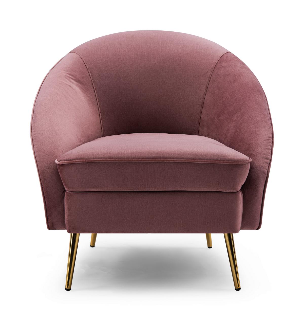 Fotelja Olivia - pink/zlatne boje, Moderno, drvo/metal (86/75/83cm) - Mömax