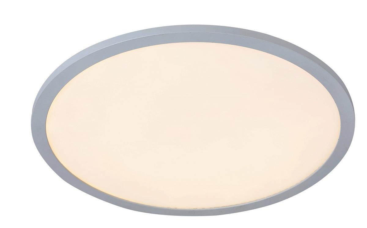 LAMPA SUFITOWA LED VENICE *SBB* - kolor srebrny/biały, Basics, tworzywo sztuczne/metal (40/6cm) - Boxxx