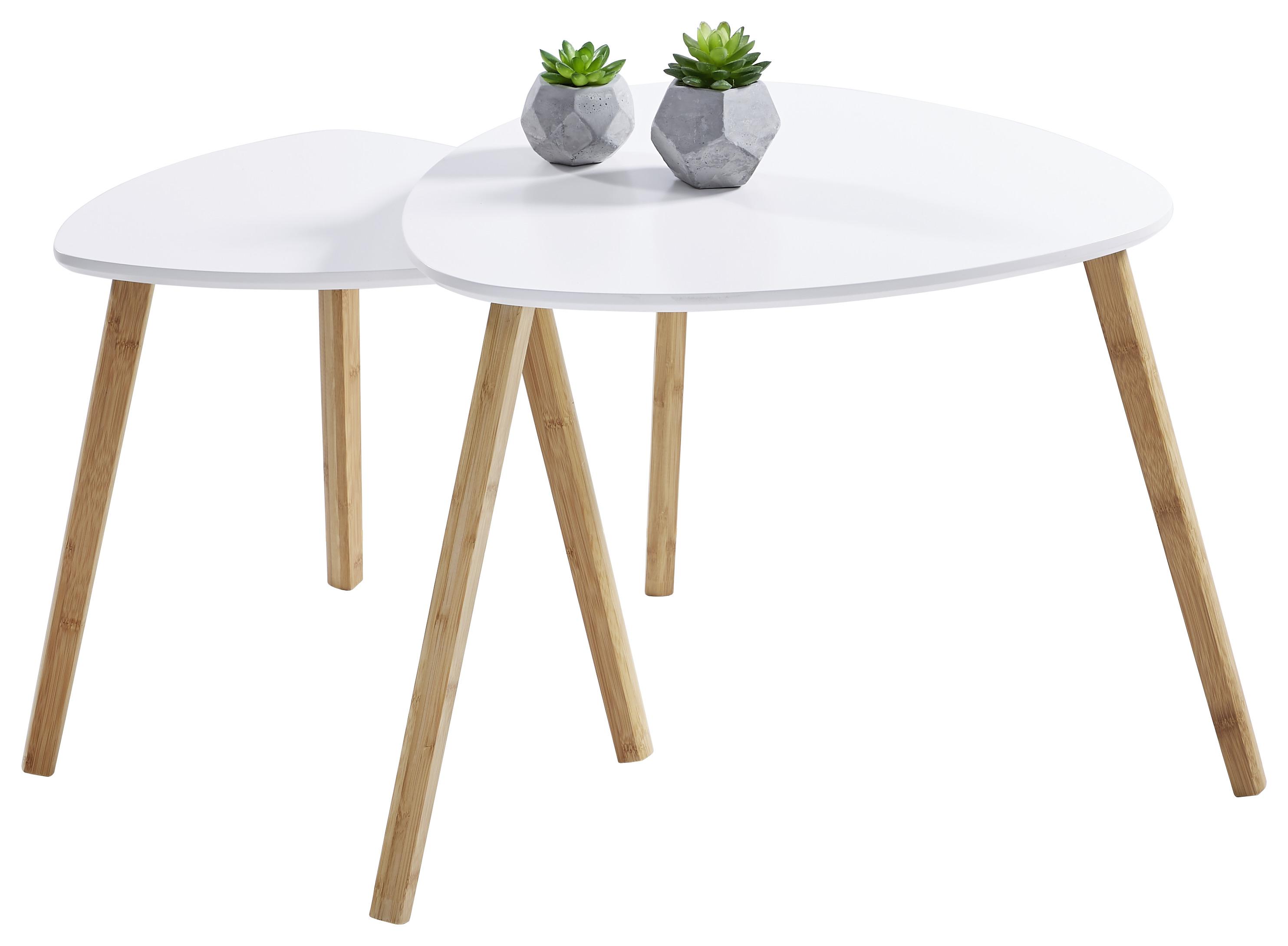 STOLIK BOCZNY MONA L - kolor naturalny/biały, Design, materiał drewnopochodny/drewno (55/55/45cm) - Carryhome