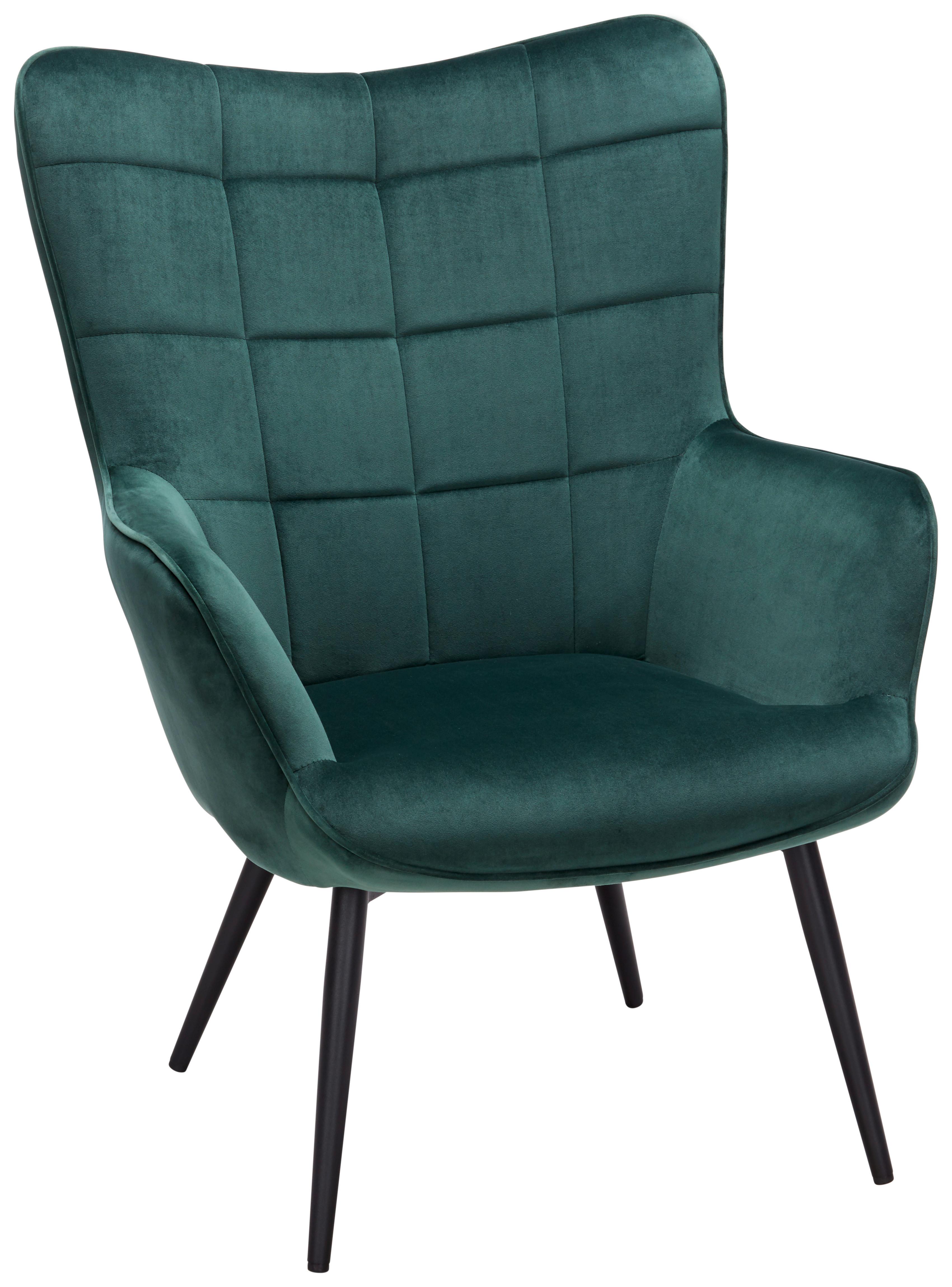 Relaxsessel aus Samt in Grün - Schwarz/Grün, Modern, Textil/Metall (72/98/80cm) - Mömax