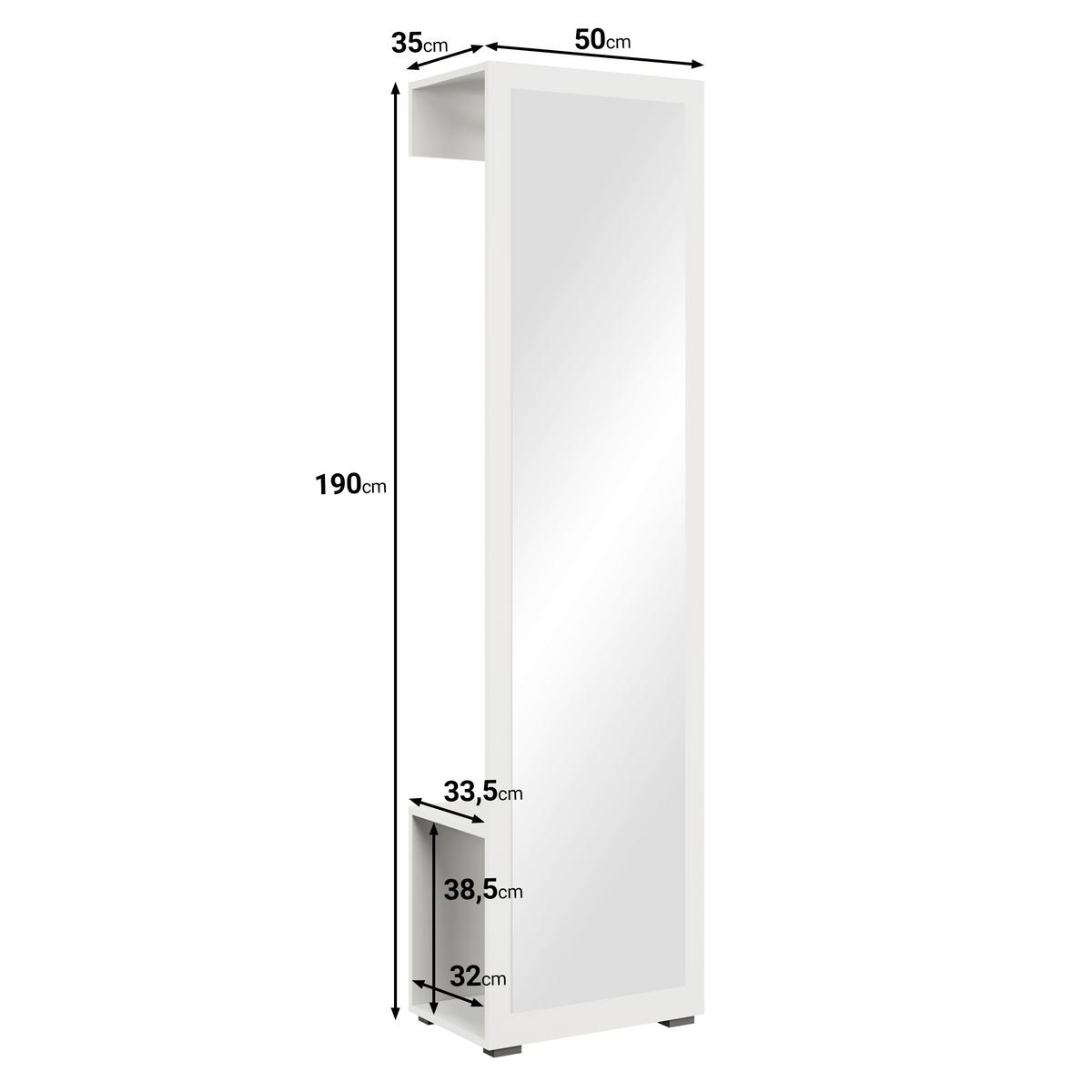 Predsoba Dino, Bela, 2-Delna - bela, Basics, leseni material (50/190/35cm) - P & B