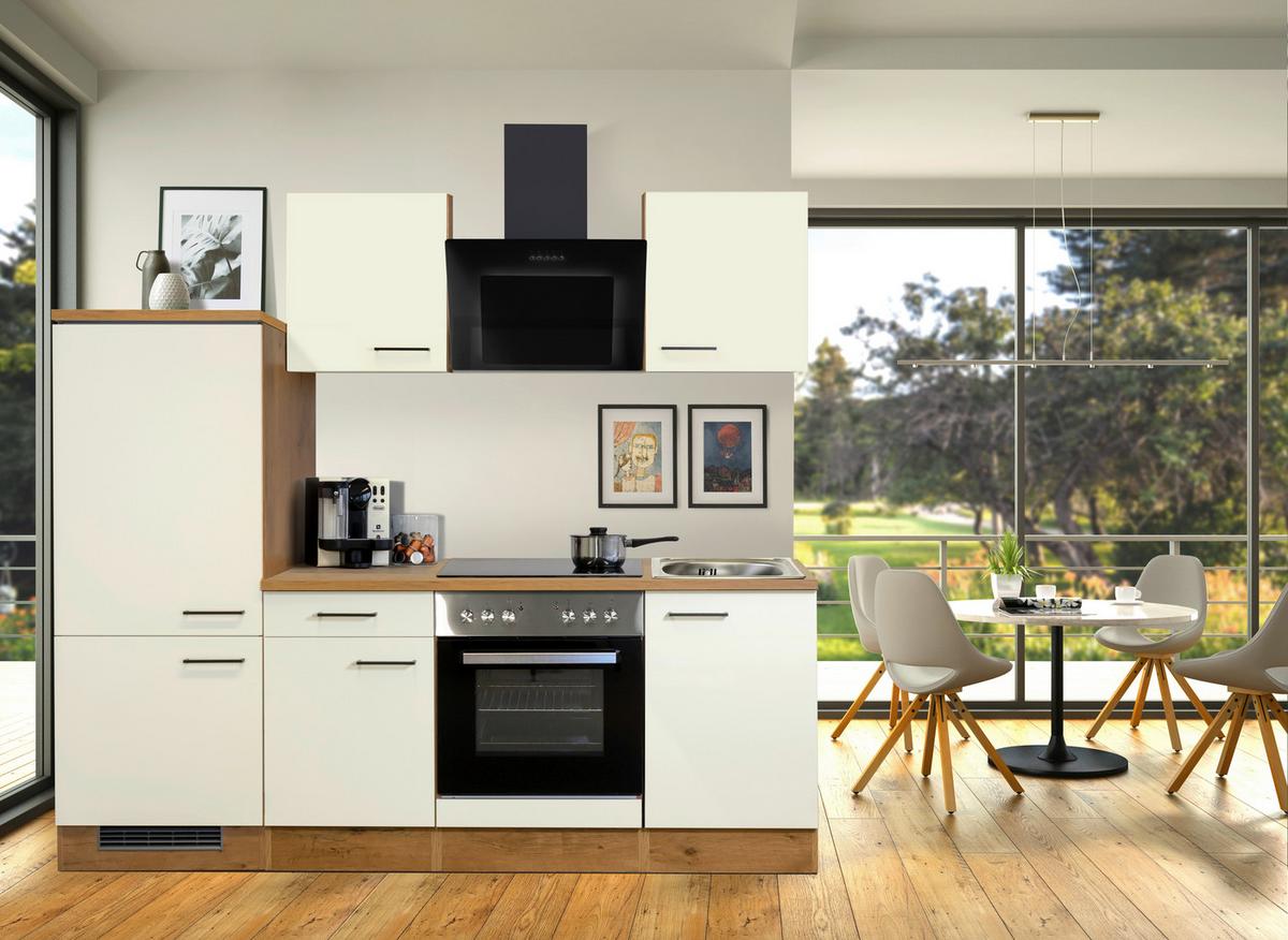 Küchenblock Avila Eichefarben/Mognolie - Eichefarben/Magnolie, MODERN, Holzwerkstoff/Metall (220cm) - FlexWell