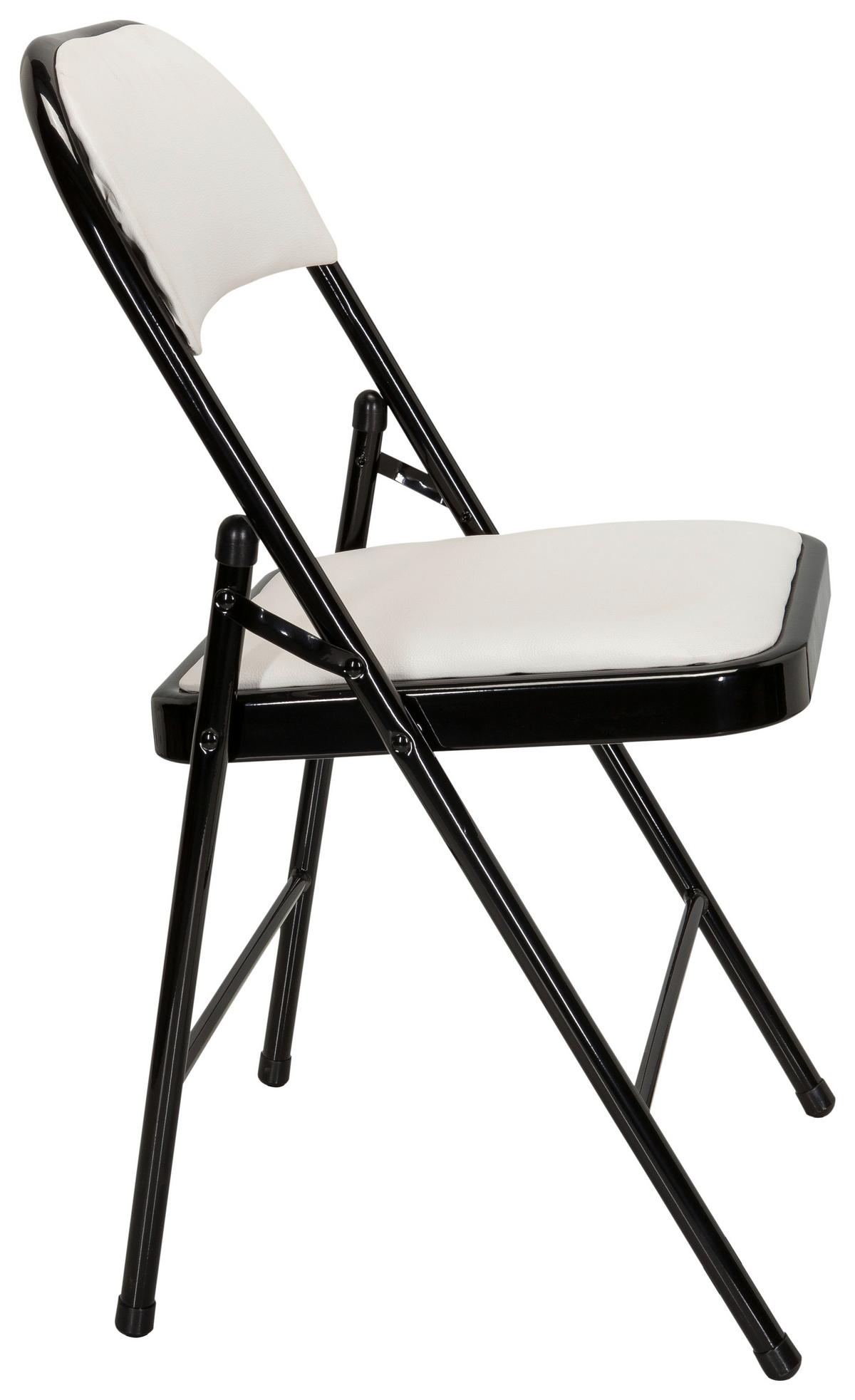 Zložljiv Stol Tudela Pu, Bela - črna/bela, Basics, kovina/tekstil (44/80/49cm) - MID.YOU