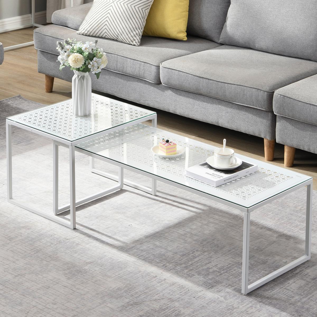 Satztisch Wl7.330 - Weiss, Design, Glas/Metall (100/40/35cm) - MID.YOU
