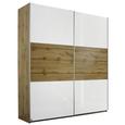 Schwebetürenschrank in Weiß Hochglanz - Eichefarben/Alufarben, Holz/Holzwerkstoff (175/210/59cm) - Modern Living Schwebetürenschrank in Weiß Hochglanz - Eichefarben/Alufarben, Holz/Holzwerkstoff (175/210/59cm) - Modern Living