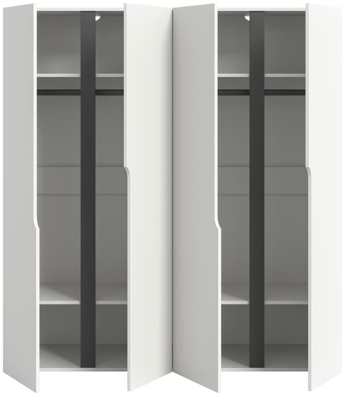 Drehtürenschrank ANGA Weiß - Weiß, MODERN, Holzwerkstoff (160/180/51cm) - MID.YOU