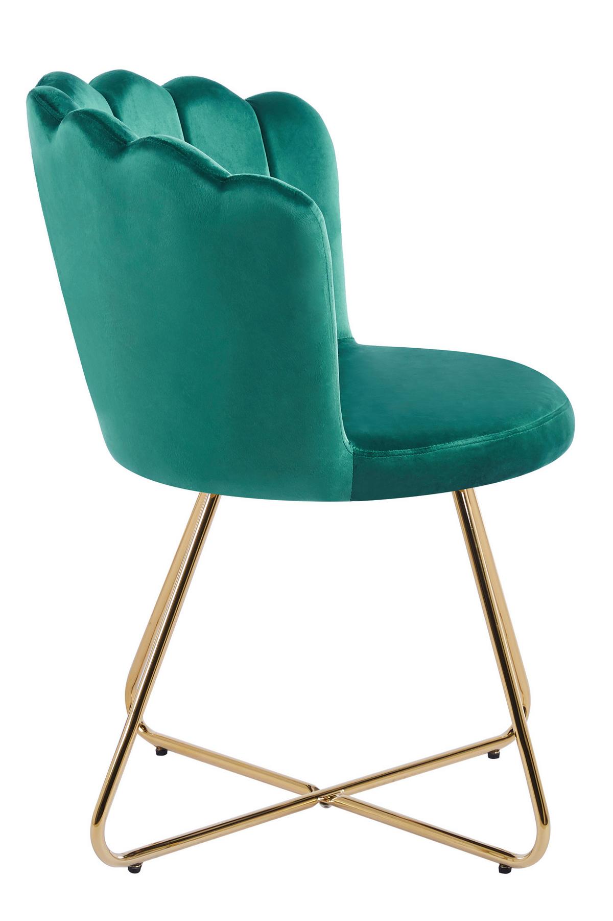 Set Stolov Samt, Zelena, 2-Delni - zlate barve/zelena, Moderno, kovina/tekstil (69,5/85/66cm) - Livetastic