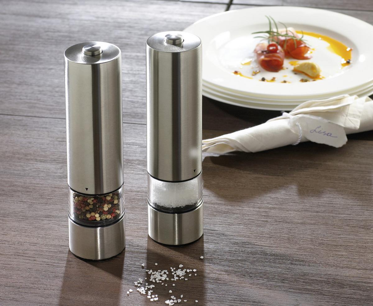 MŁYNEK ELEKTRYCZNY SÓL/PIEPRZ 147-120 - kolor stalowy, Basics, metal (22cm) - Justinus