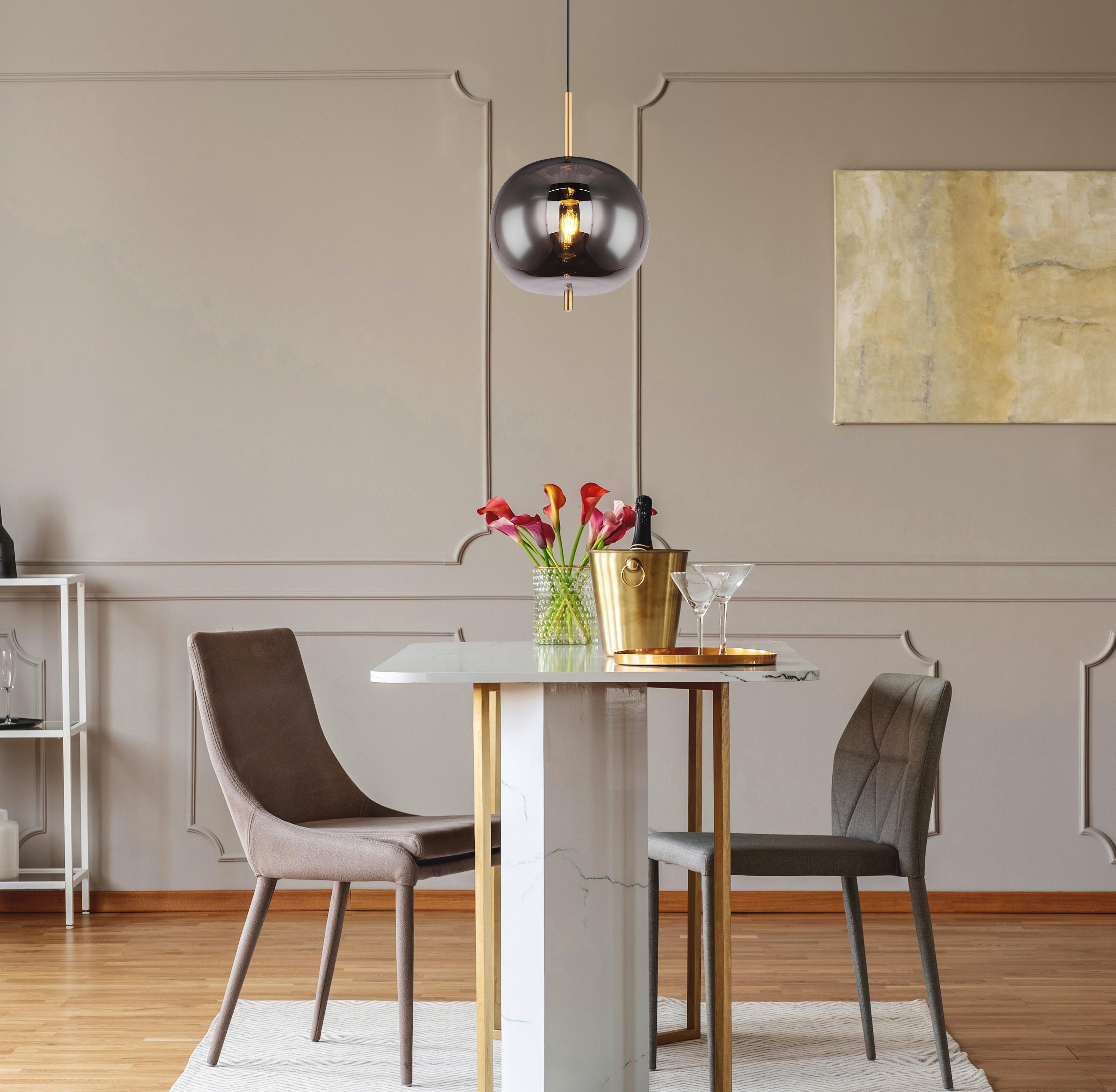 Viseča Svetilka Blacky I - barve medenine, Design, kovina/steklo (30/120cm) - Globo