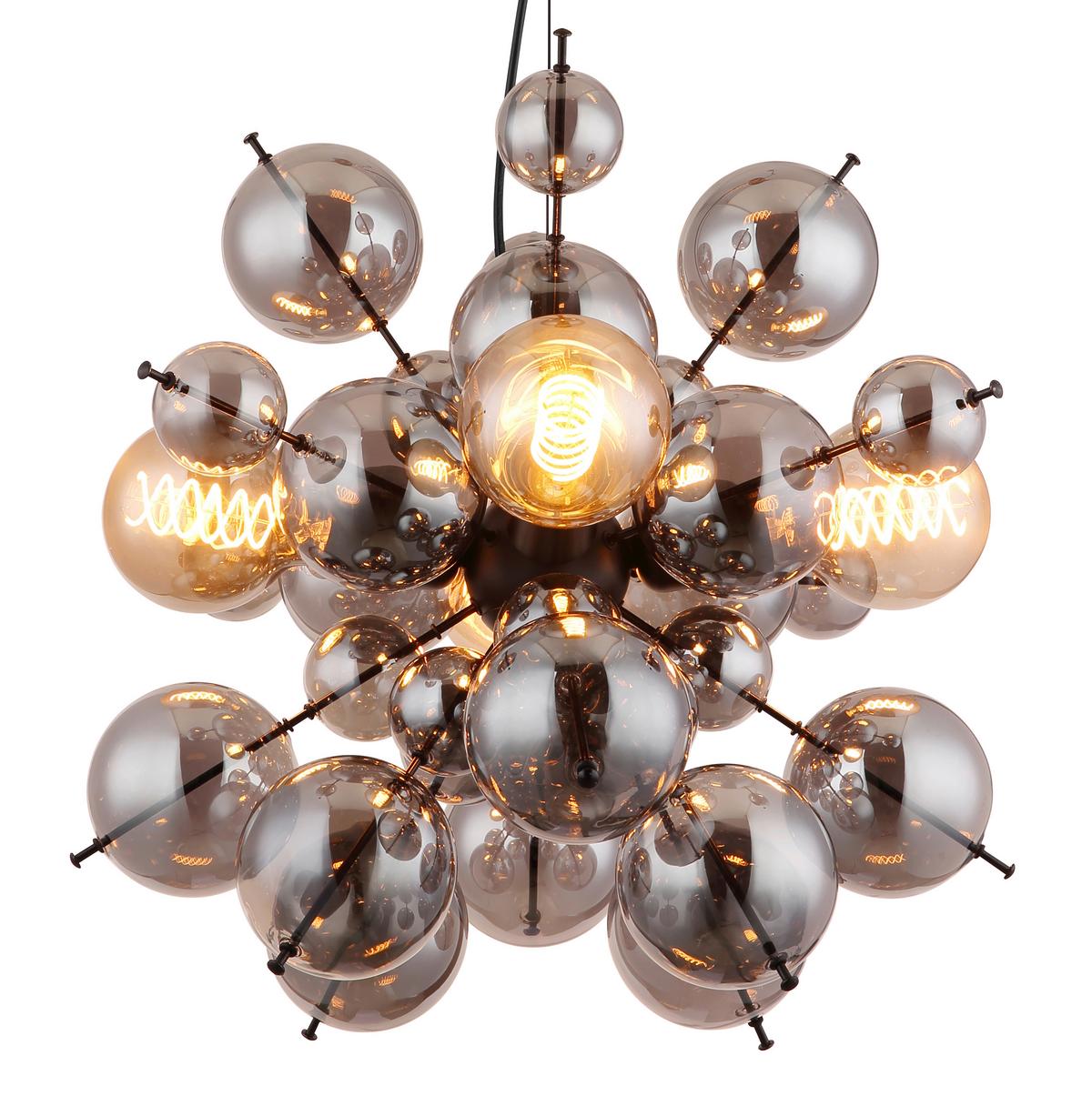HÄNGELEUCHTE 15633H2S UDO - Goldfarben/Schwarz, Design, Glas/Kunststoff (51,5/120cm) - Globo