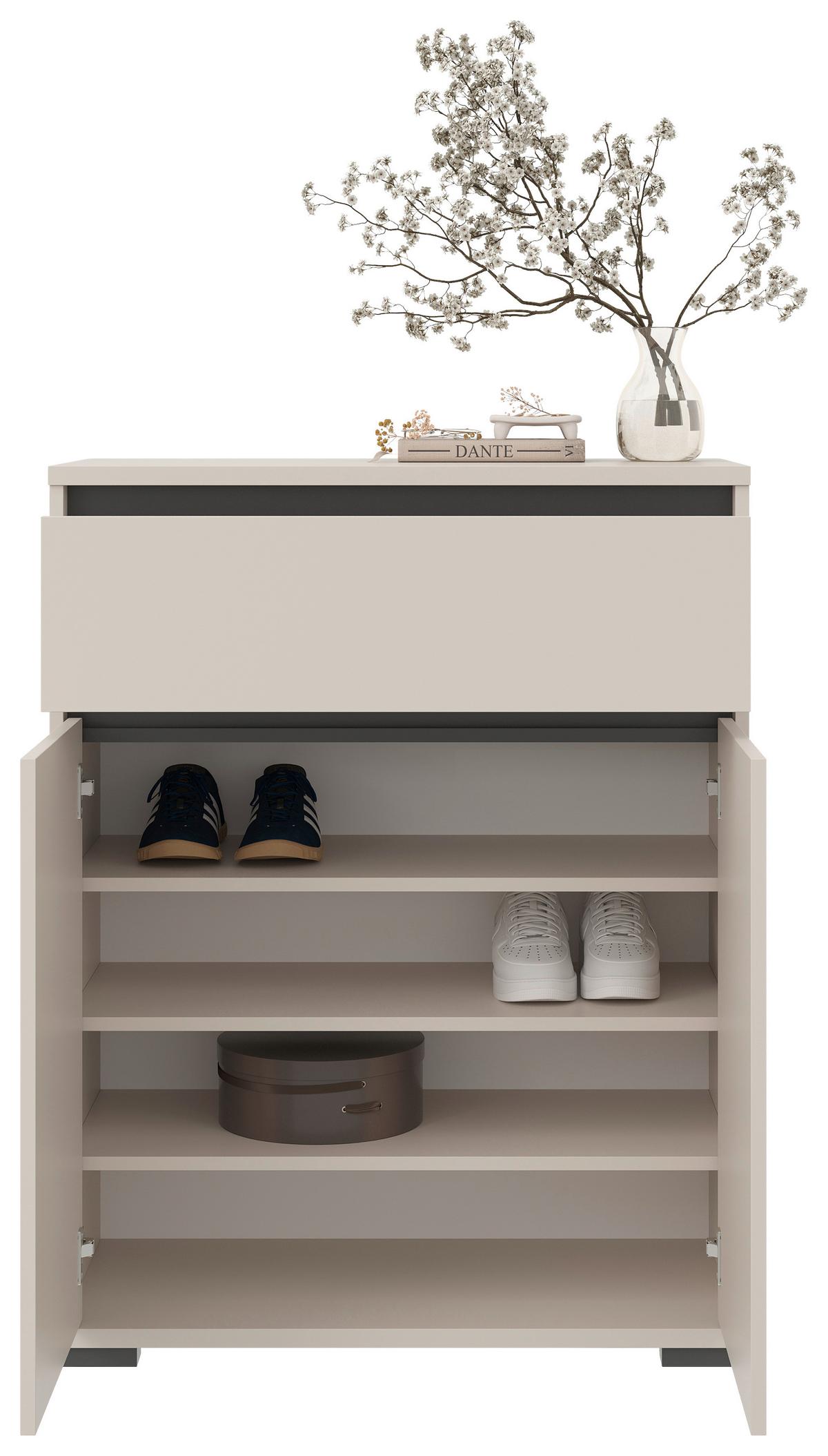 SZAFKA NA BUTY LINE - antracytowy/kaszmir, Modern, materiał drewnopochodny/tworzywo sztuczne (80/108,8/38cm) - Xora
