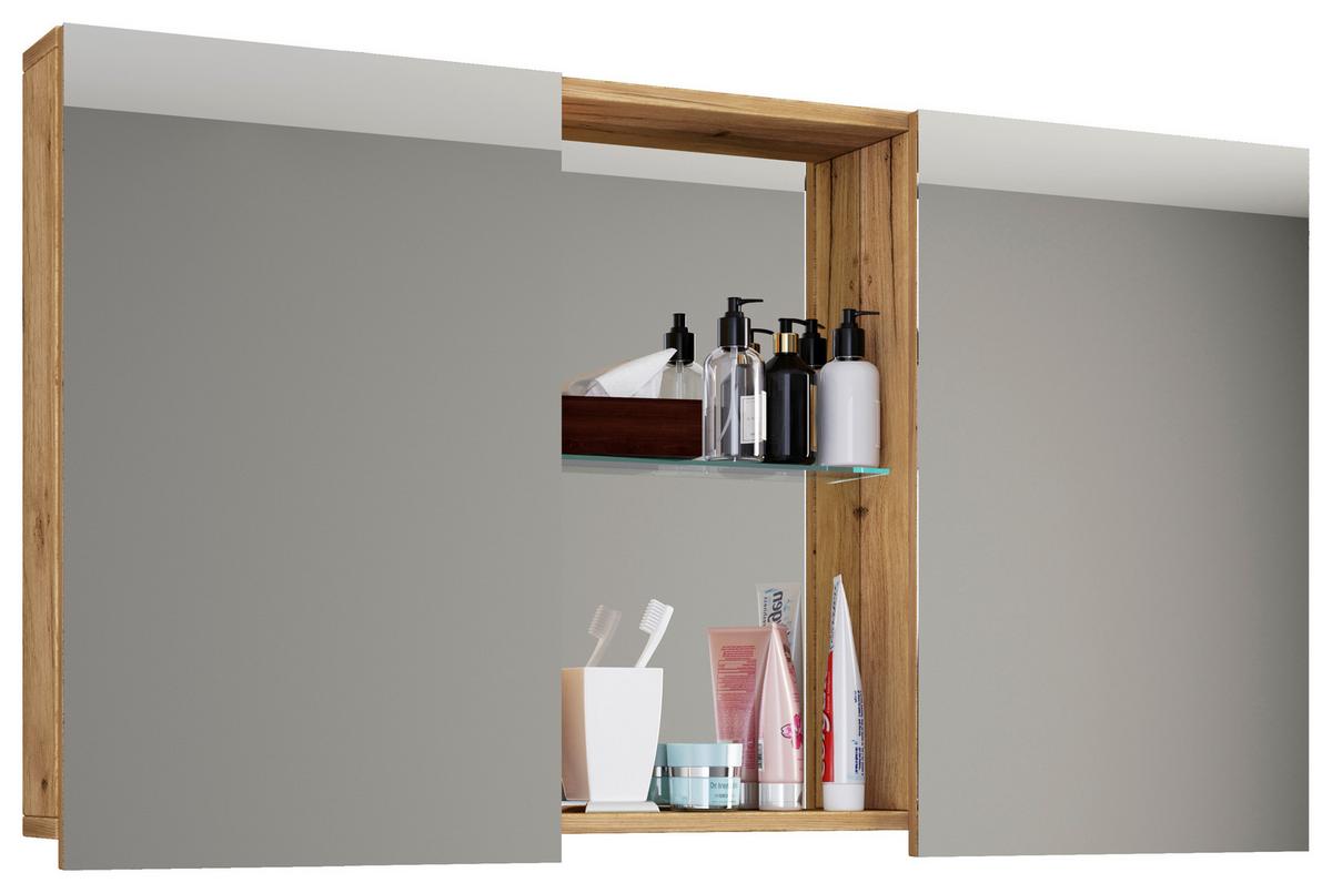 Omara Z Ogledalom Budasi, Hrast - medeni hrast, Moderno, leseni material (112/59/12cm) - MID.YOU