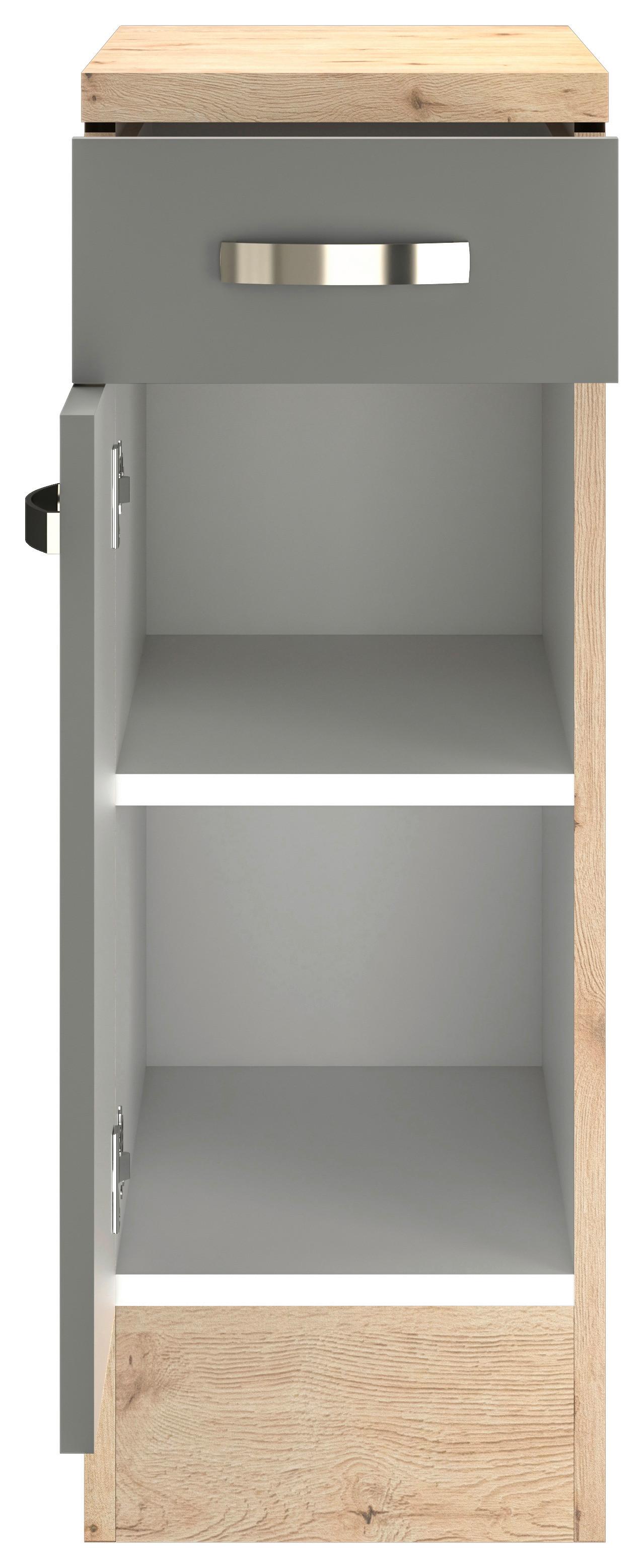 Küchenunterschrank Shadow ca. 30x85x60 cm Grau/Eiche - Edelstahlfarben/Dunkelgrau, MODERN, Holzwerkstoff/Metall (30/85/60cm) - FlexWell