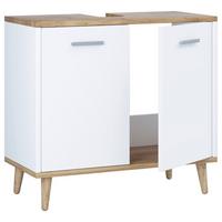 Waschbeckenunterschrank Landos Weiß/Honigeiche - Honigeiche/Weiß, MODERN, Holzwerkstoff/Kunststoff (60/56/28cm) - MID.YOU