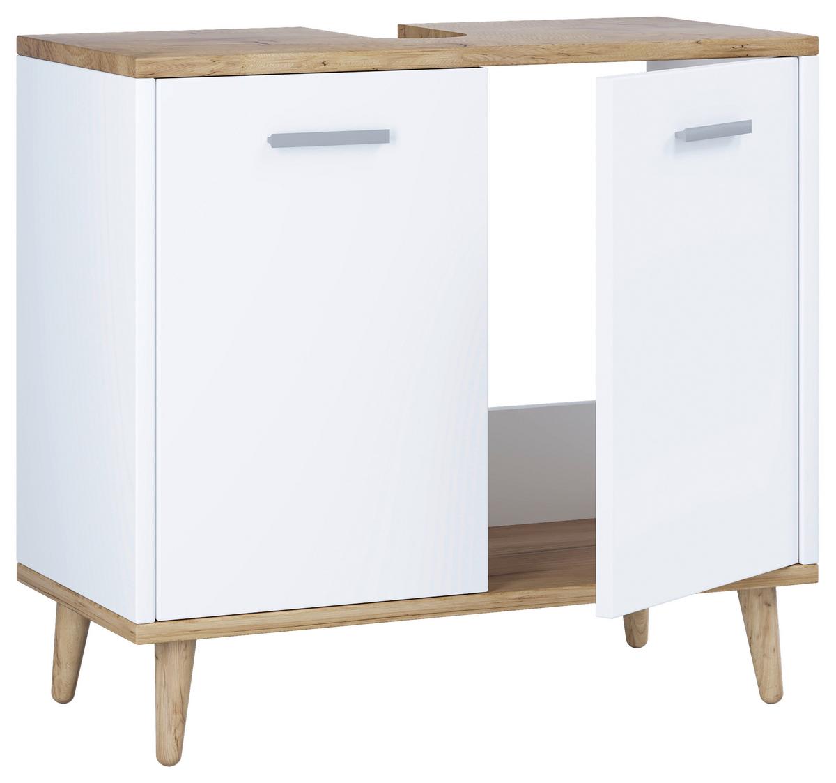 Waschbeckenunterschrank Landos Weiß/Honigeiche - Honigeiche/Weiß, MODERN, Holzwerkstoff/Kunststoff (60/56/28cm) - MID.YOU