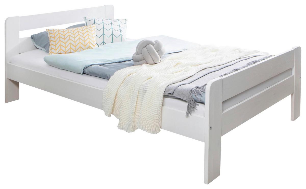 Postelja Bert, Bor, Bela, 120x200 - bela, Moderno, les (120/200cm) - MID.YOU