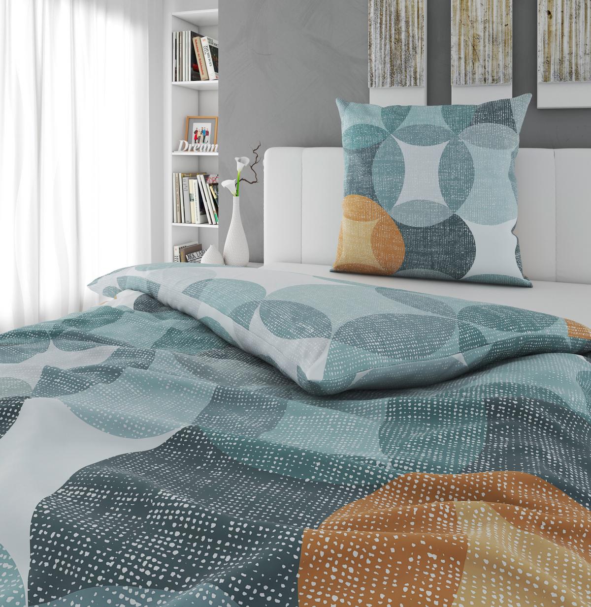 POŚCIEL NEUVAC - petrol/żółty, tkanina (135/200cm) - Novel