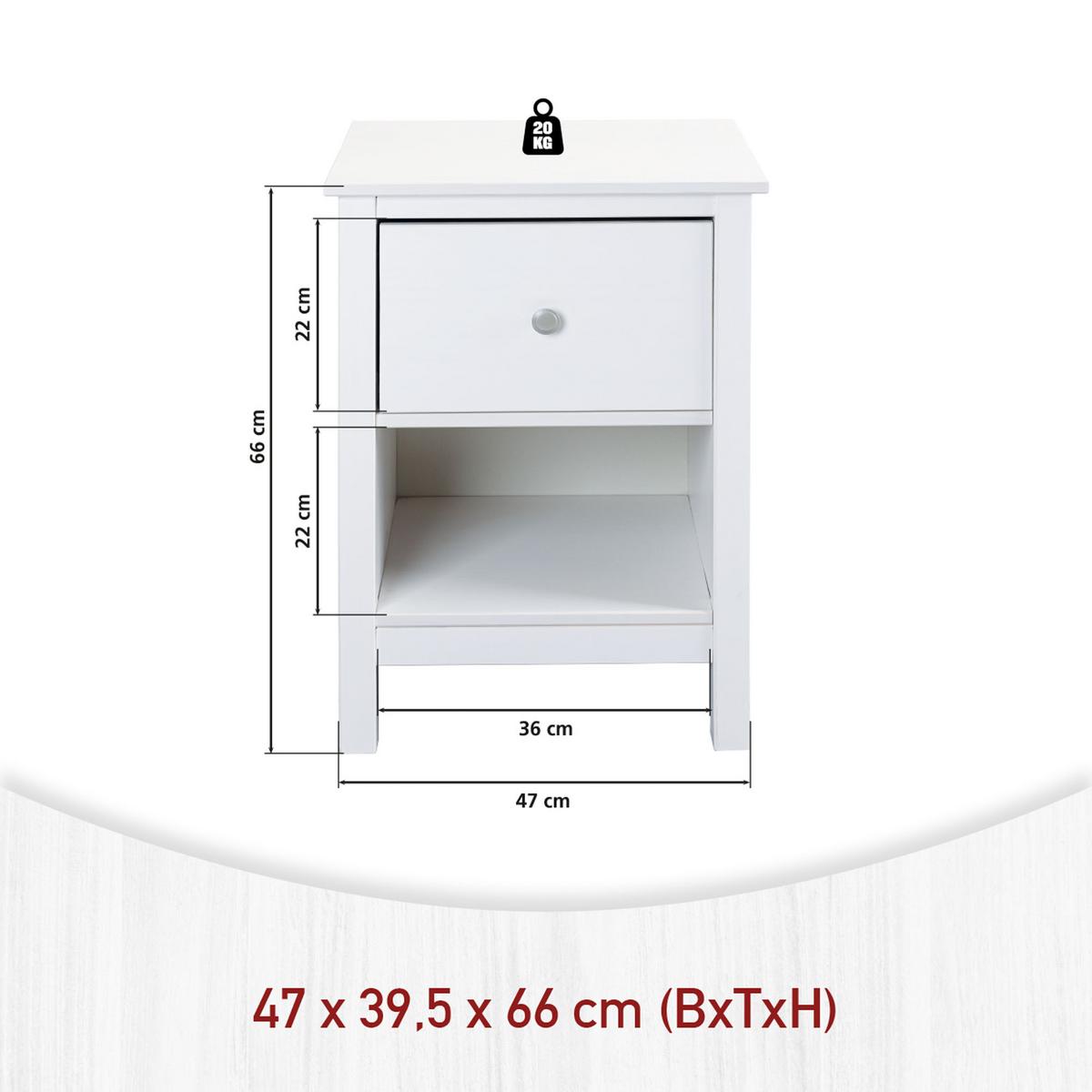 Éjjeliszekrény Chilly Home - ezüstszínű/fehér, Konventionell, fém/fa (47/66/39,5cm)