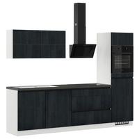 Küchenblock IKC mit Geräten ca. 280 cm Schwarz/Weiß - Eiche dunkel/Hellgrau, Design, Holzwerkstoff (280cm) - Impuls