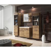 Badmöbel-Set 5-tlg. Madrit mit LED ca. 120 cm Kastanieneiche - Kastanienfarben/Kastanieneichefarben, LIFESTYLE, Glas/Holzwerkstoff (120cm) - P & B