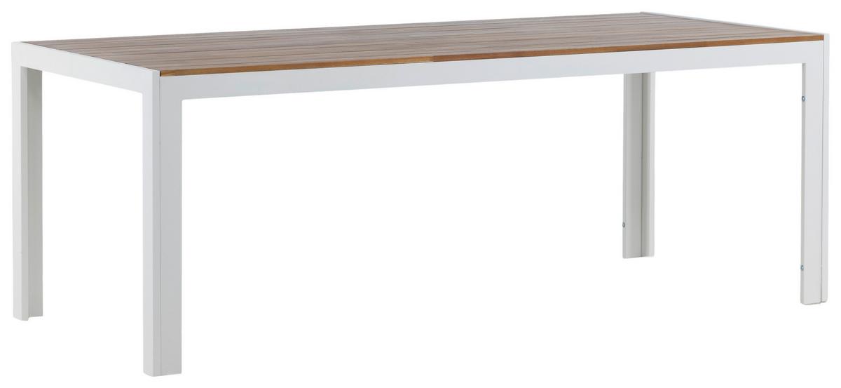 Gartentisch Bois ca. 200x100 cm Akazie massiv - Weiß/Akaziefarben, KONVENTIONELL, Holz/Metall (200/100/76cm) - Gardenson