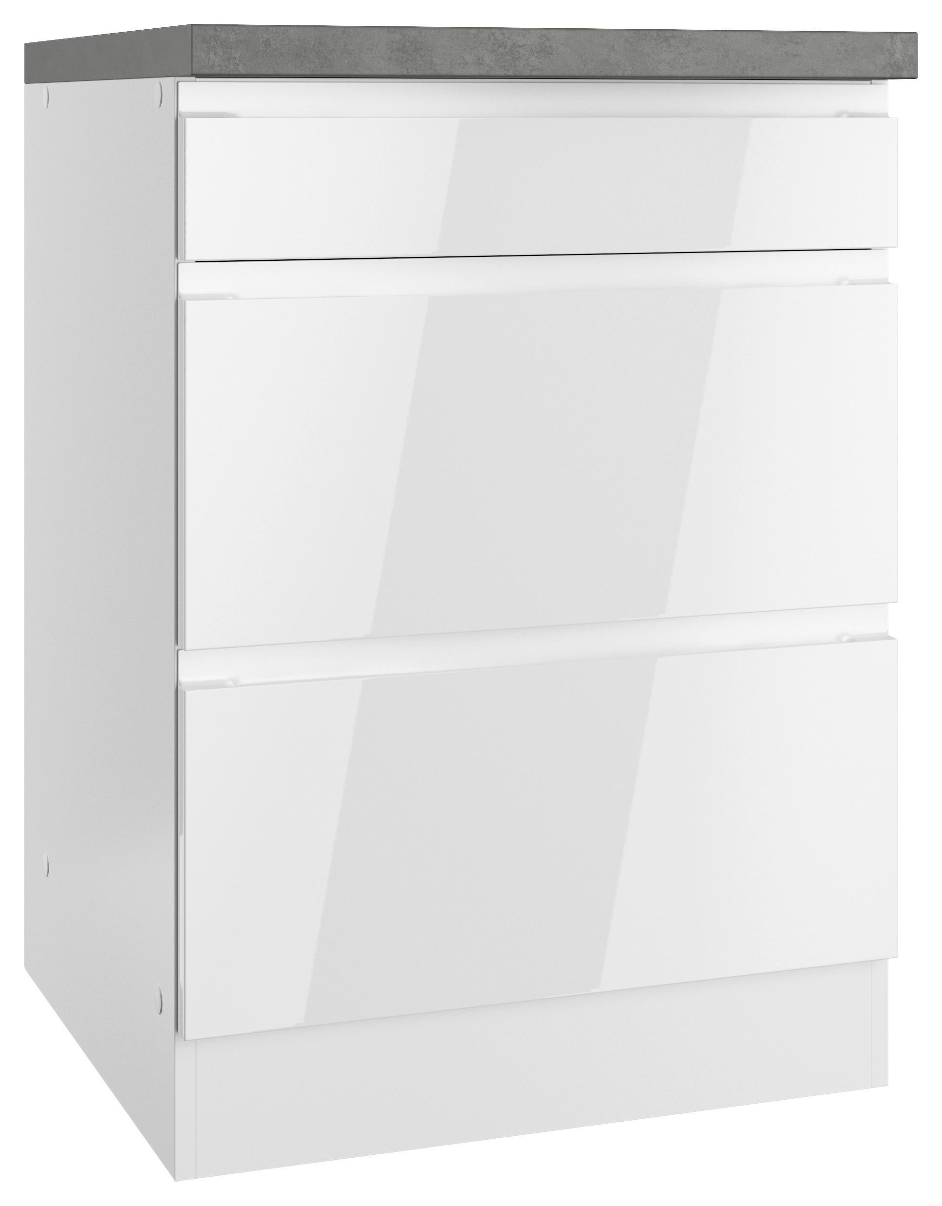 Kochfeldumbauschrank Monza ca. 60x86 cm Weiß/Grau - Weiß Hochglanz/Weiß, LIFESTYLE, Holzwerkstoff (60/86/60cm) - Held