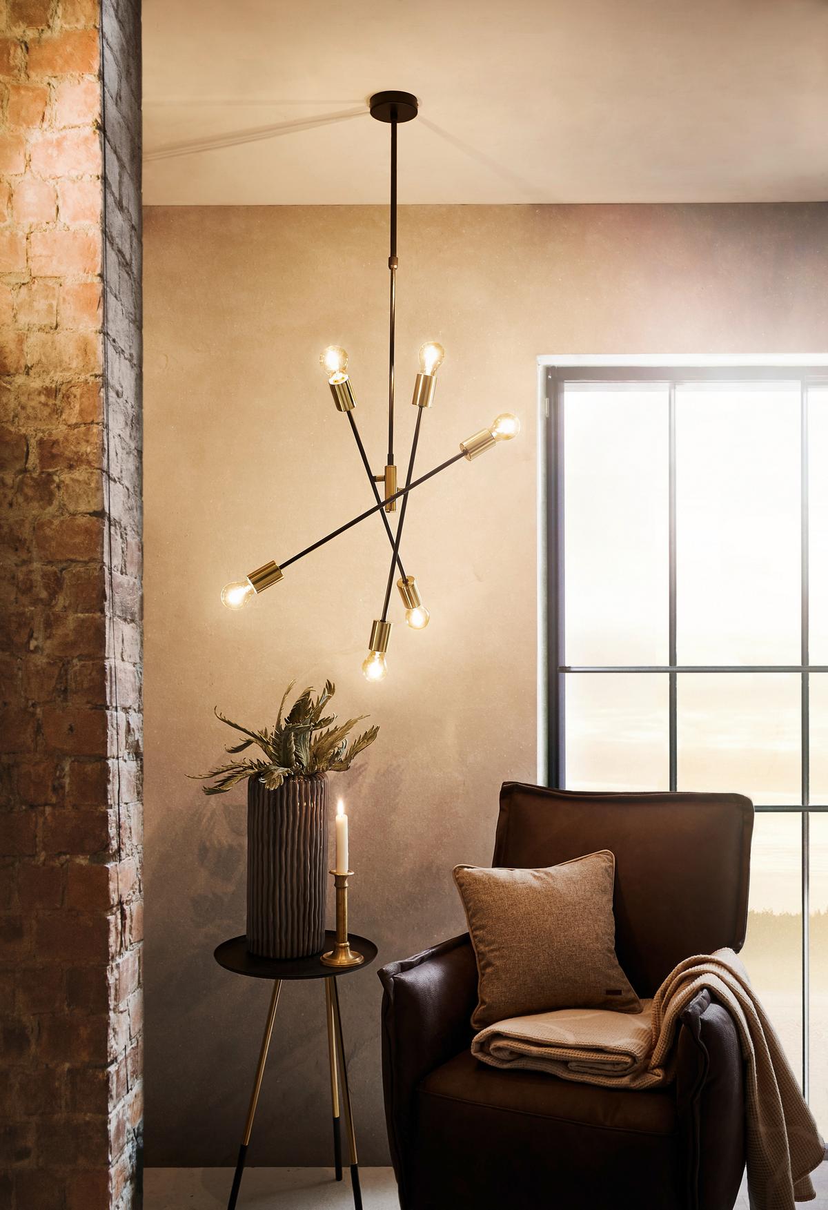 LAMPA WISZĄCA BULB *SBM* - czarny/kolor złoty, Lifestyle, metal (69/69/67,5cm) - Marama