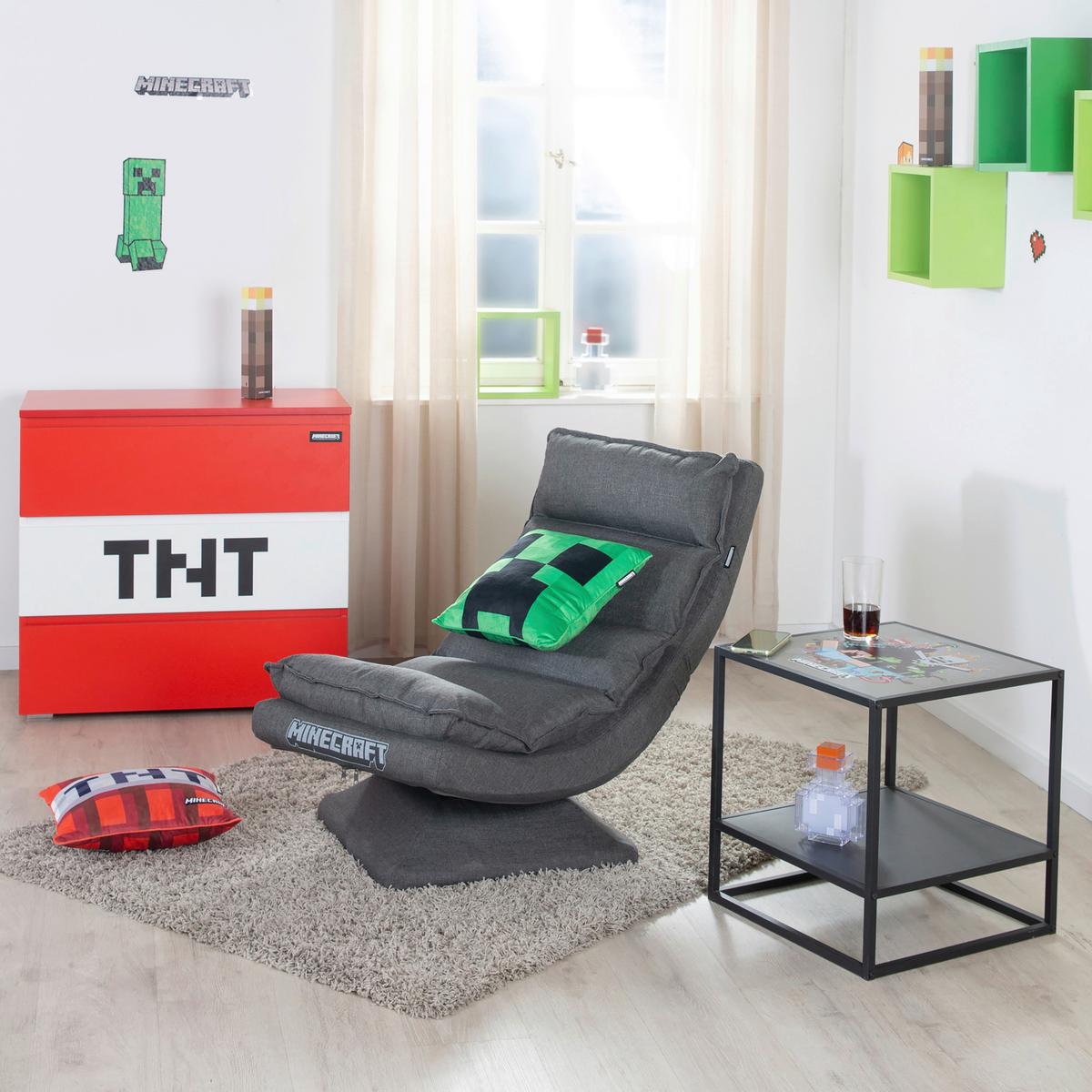 Loungesessel Minecraft ca. 59x83x59 cm Grau - Grau, MODERN, Textil/Metall (59/83/59cm) - Minecraft