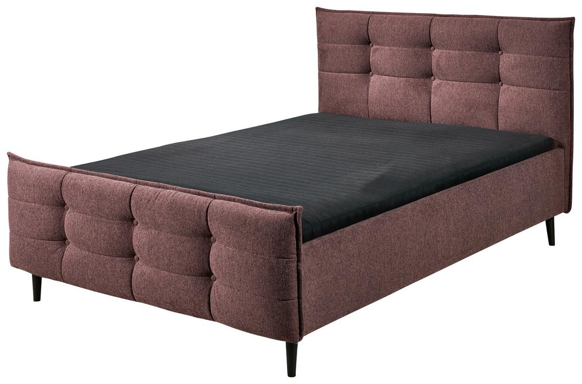 Polsterbett Mario B ca. 140x200 cm Aubergine - Aubergine, Basics, Holz/Holzwerkstoff (140/200cm) - MID.YOU
