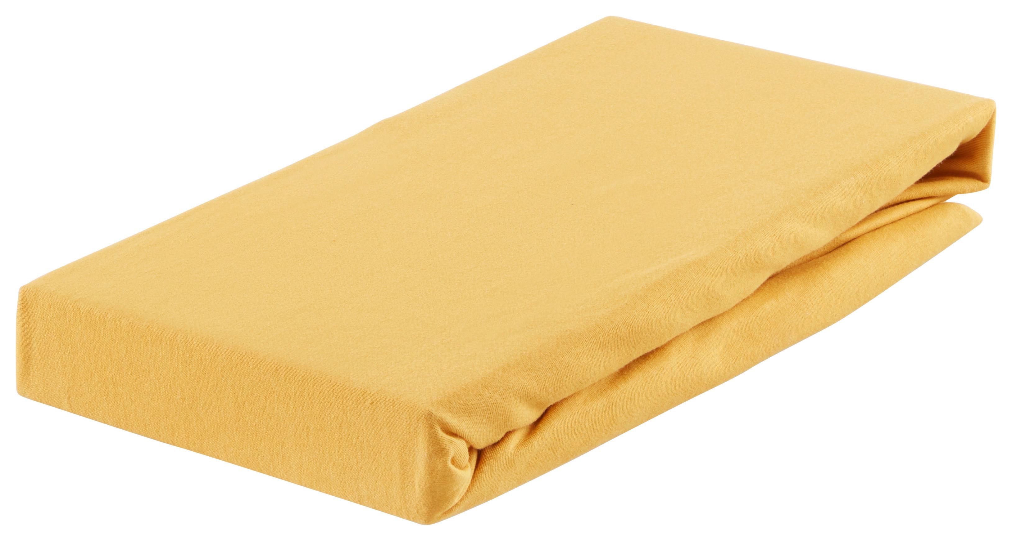 Cearșaf cu elastic Basic, cca. 90-100/200 cm - galben închis, textil (100/200cm) - Modern Living
