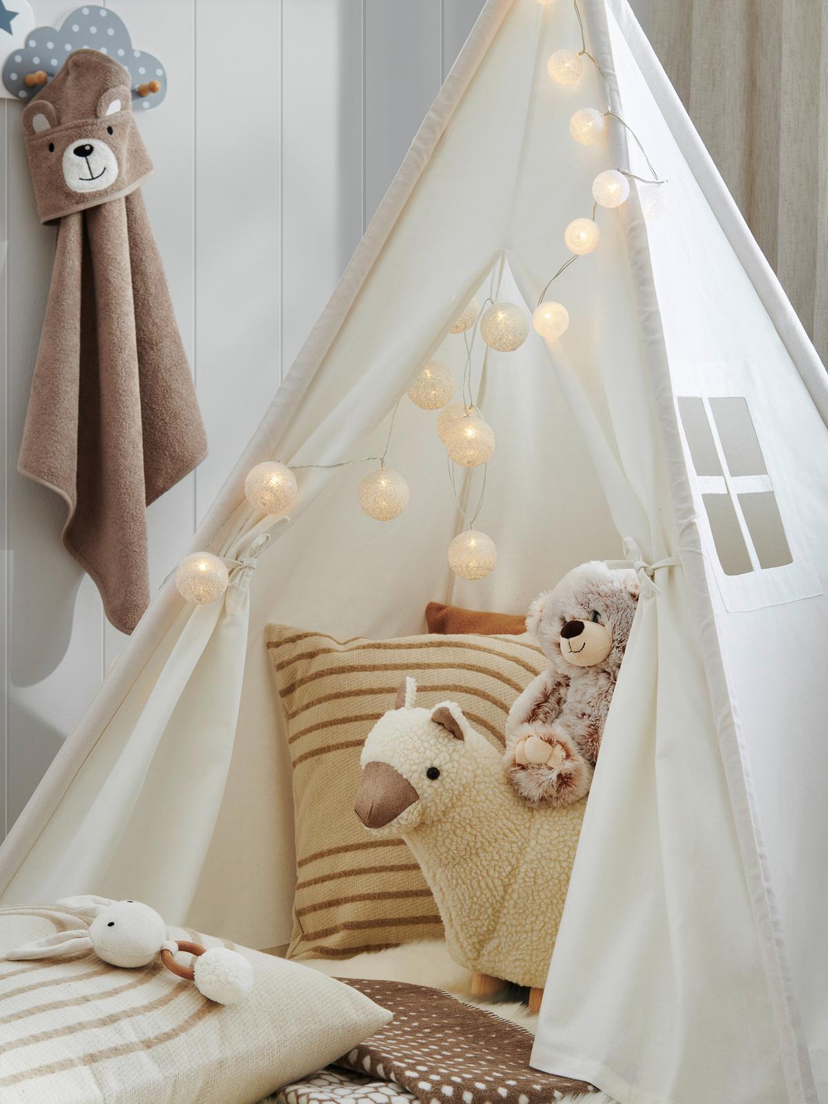 NAMIOT DO ZABAWY TIPI - SMILE - kremowy, Basics, drewno/tkanina (120/120/154cm) - My Baby Lou