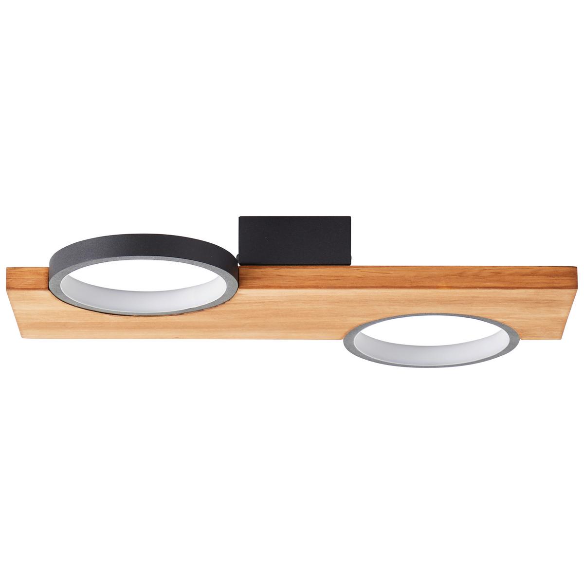 LED-Deckenleuchte Cheesy Schwarz/Hellbraun max. 14 Watt - Hellbraun/Schwarz, Natur, Holz/Metall (5,2/40/25cm) - Brilliant
