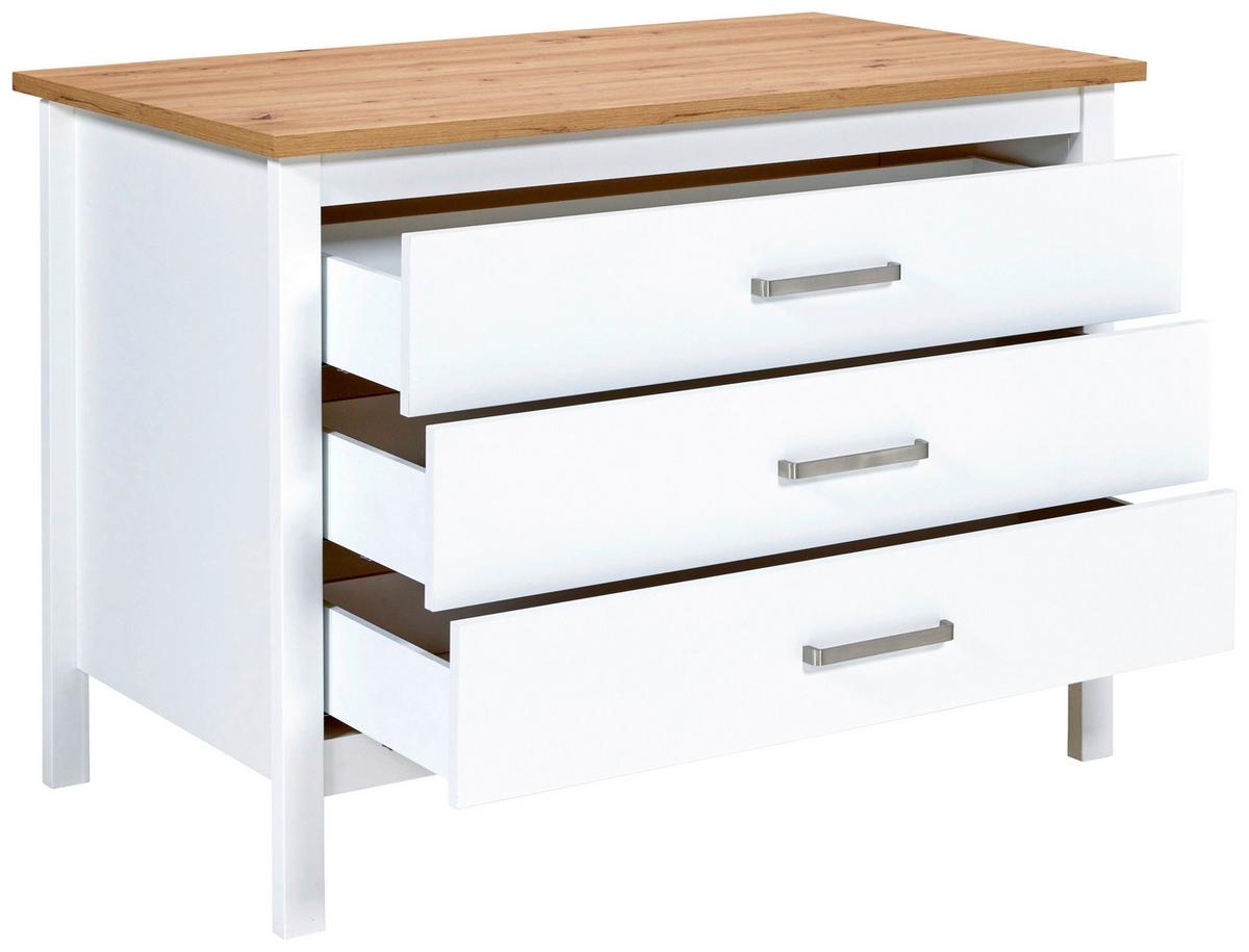 Kücheninsel Sicilia Weiß/Eiche Artisan - Silberfarben/Weiß, MODERN, Holzwerkstoff/Metall (124/91/75cm) - Mömax