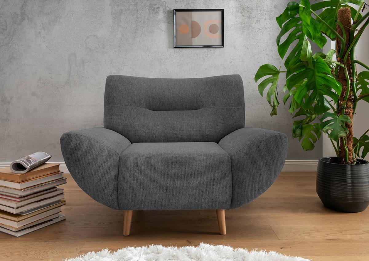 Sessel Drago Anthrazit Chenille - Wildeiche/Anthrazit, MODERN, Holz/Textil (111/81/90cm) - MID.YOU