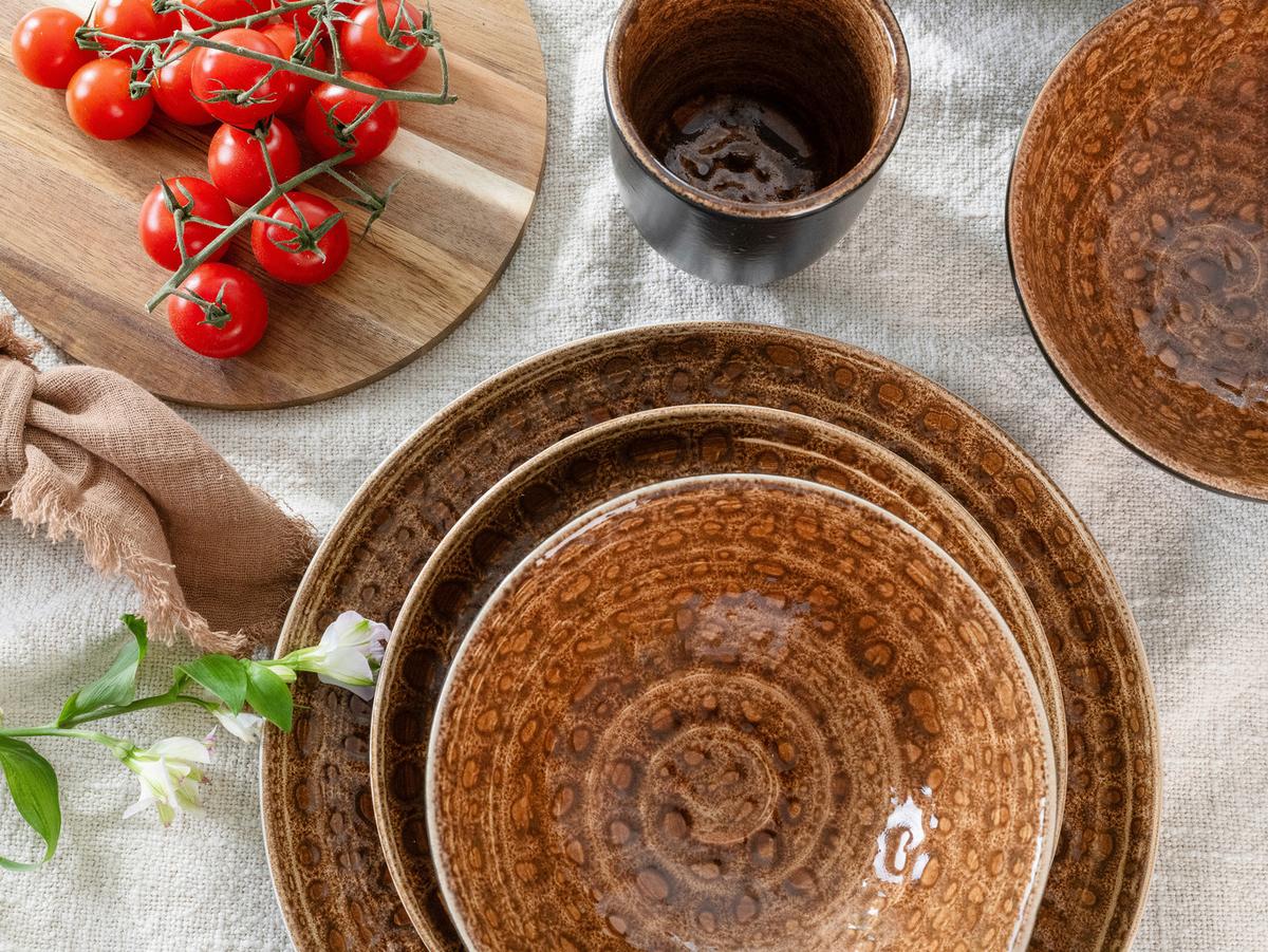 Kombinirani Servis Villa Romana Terra, 16-Delni - črna/rjava, keramika - Creatable