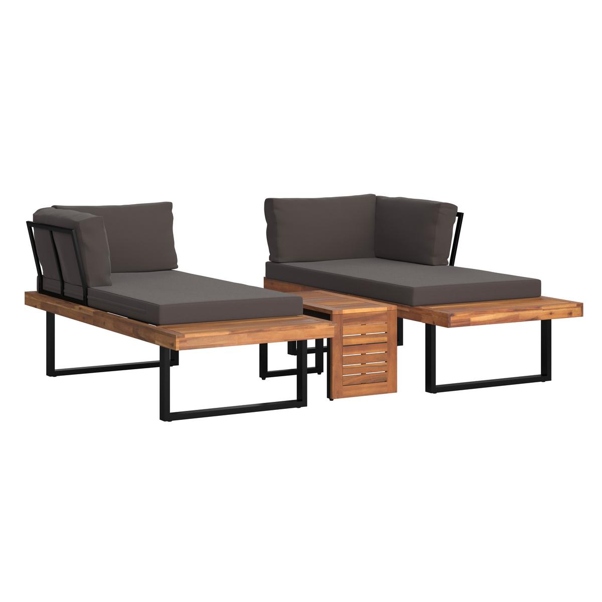 KOMPLET MEBLI TARASOWYCH SALERNO - szary, Design, metal/drewno (175/253cm) - Ambia Garden