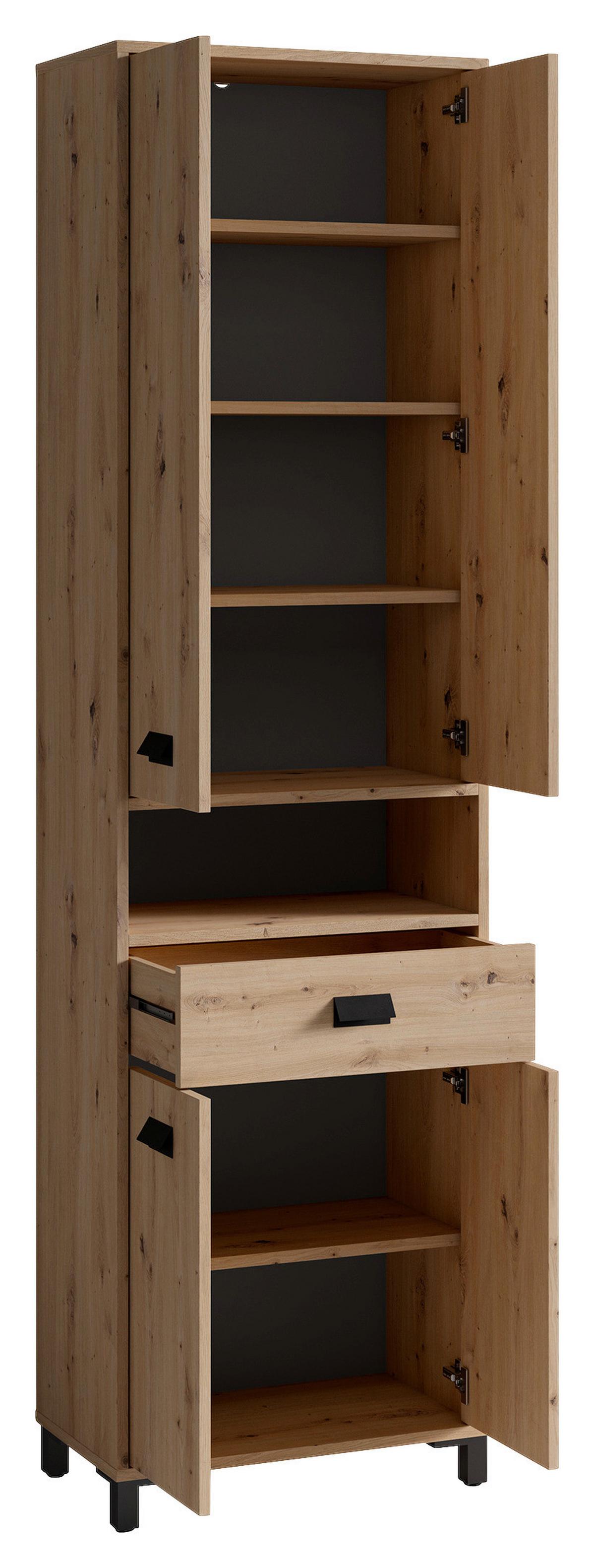 Hochschrank Wellness B: 54 cm Artisan Eiche Dekor - Anthrazit/Schwarz, MODERN, Holzwerkstoff/Kunststoff (54/193/31cm) - MID.YOU