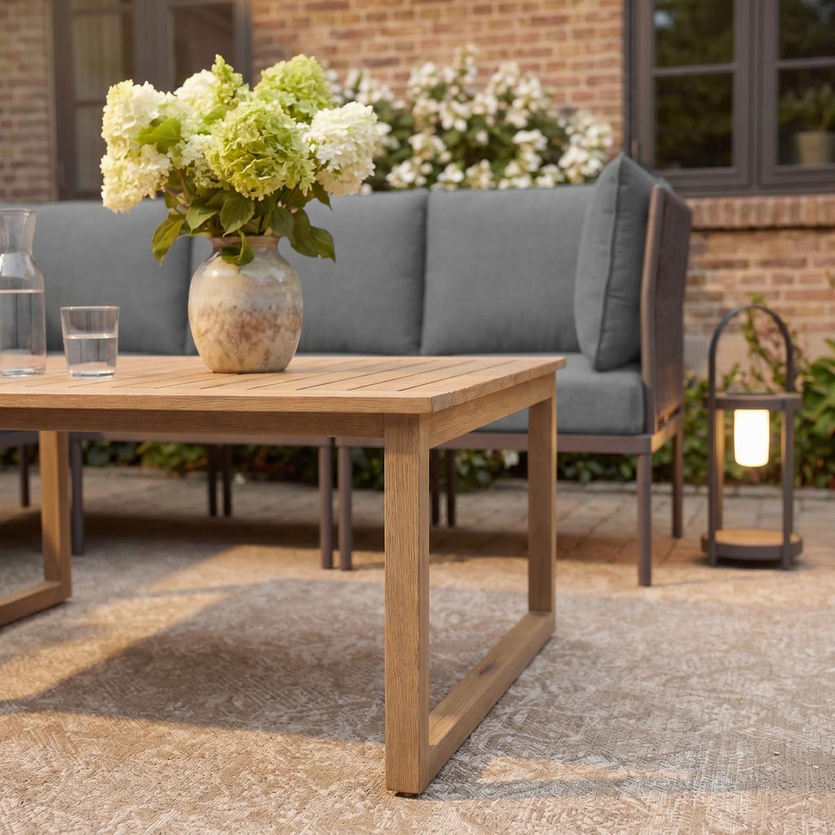 Loungegarnitur Elora Hellgrau Outdoorstoff/Metall +Abdeckung - Anthrazit/Hellgrau, MODERN, Textil/Metall (223/75/74cm) - Bessagi Garden