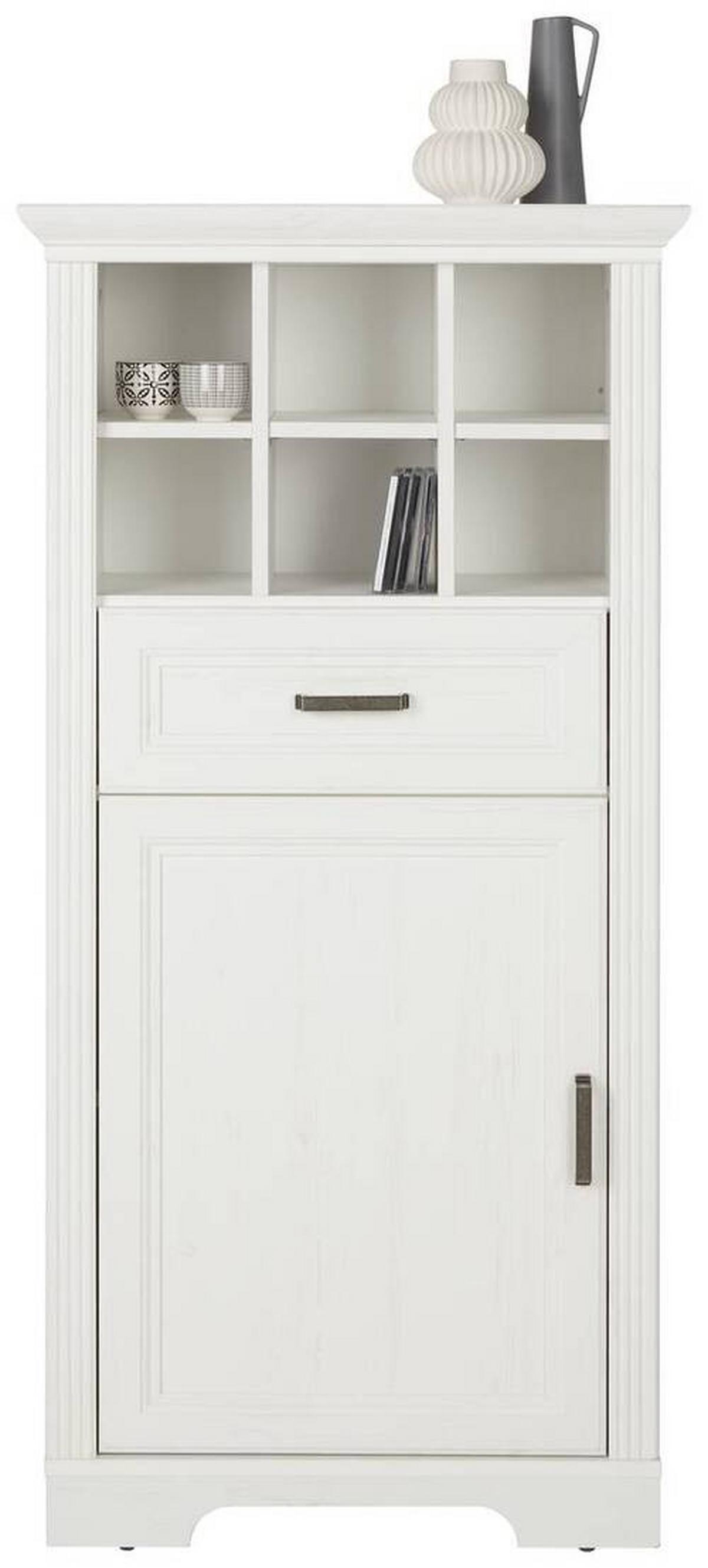 highboard in Weiss - couleur de pin, Romantik / Landhaus, métal/matériau de bois (66/136/42cm) - Zandiara