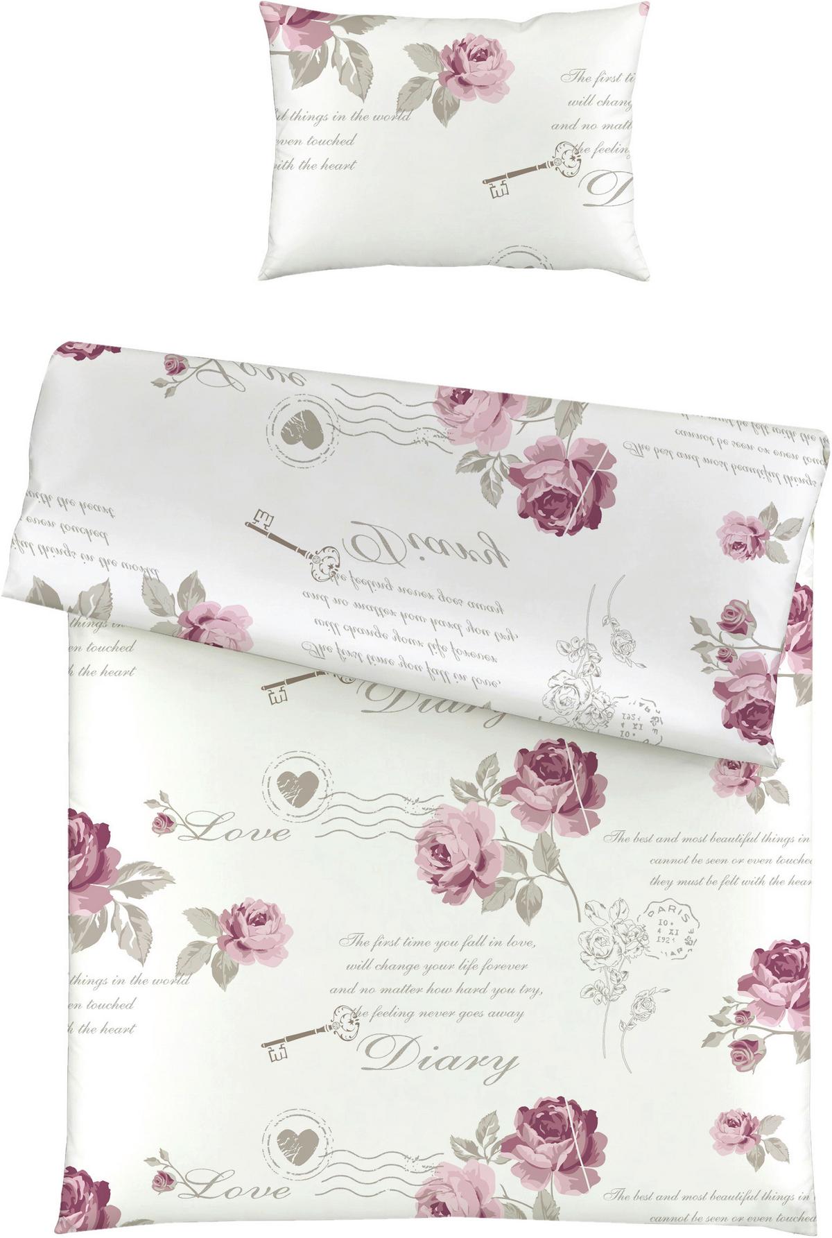 Lenjerie de pat Diary Rose cca.140X200/50X70 cm - Romantik / Landhaus, textil (140/200cm) - Modern Living