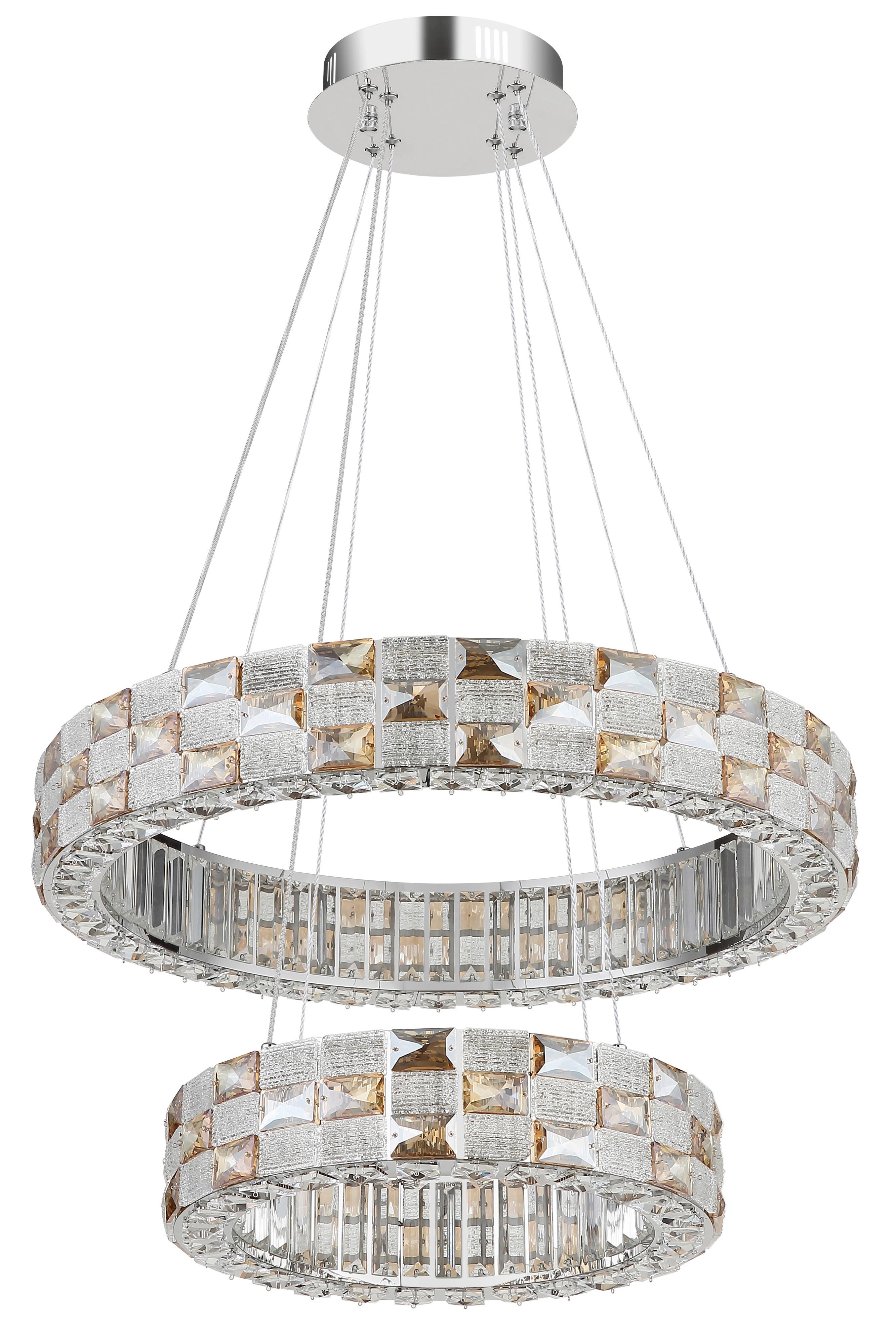 Led Viseća Svjetiljka Lidia - prozirno/boje kroma, Design, staklo/metal (61/120cm) - Globo