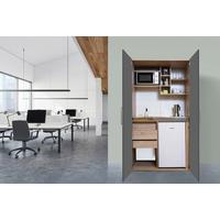 Schrankküche mit Geräte und Spüle B: ca. 104 cm - Edelstahlfarben/Eichefarben, Basics, Holzwerkstoff/Metall (104/193/67cm) - Respekta