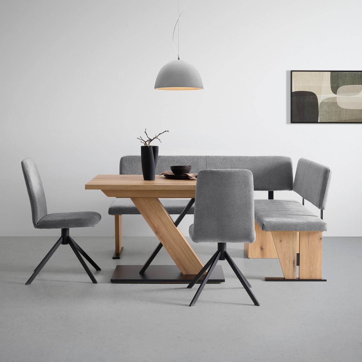 Eckbank Kassel Grau - Eichefarben/Schwarz, MODERN, Holzwerkstoff/Textil (140/87/180cm) - Based